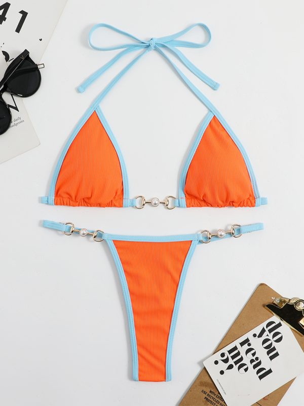 Women’s swimwear sexy solid color bikini suit