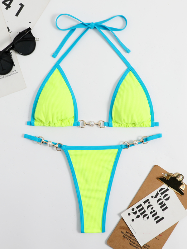 Women’s swimwear sexy solid color bikini suit