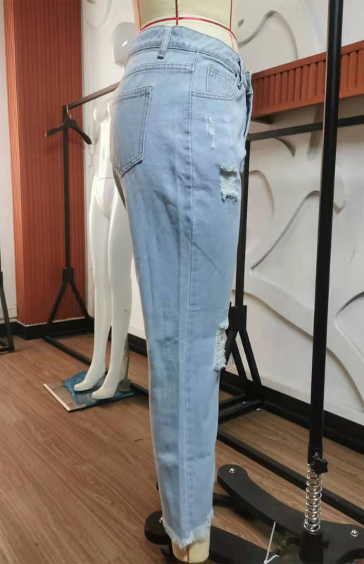 Women’s Temperament Ripped Jeans Pants