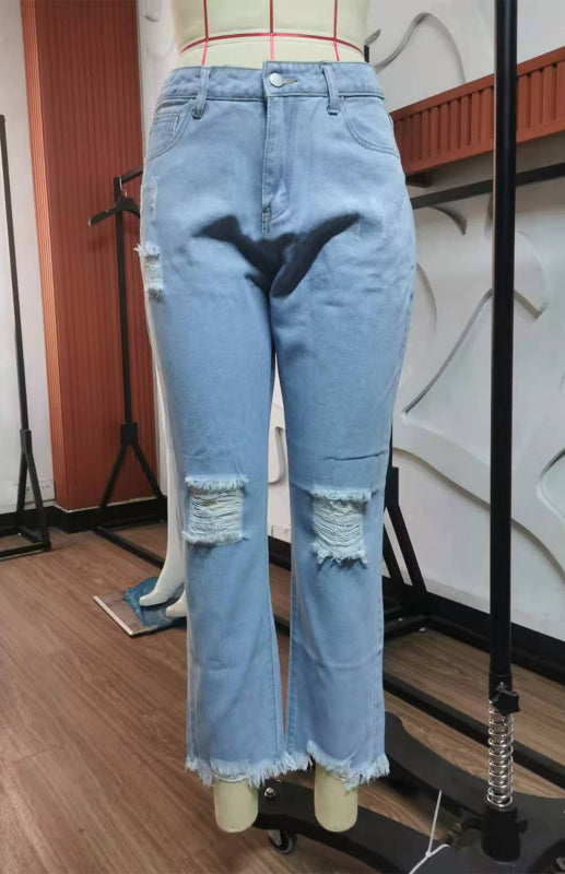 Women’s Temperament Ripped Jeans Pants