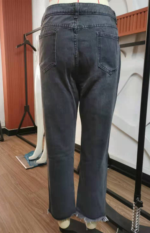 Women’s Temperament Ripped Jeans Pants