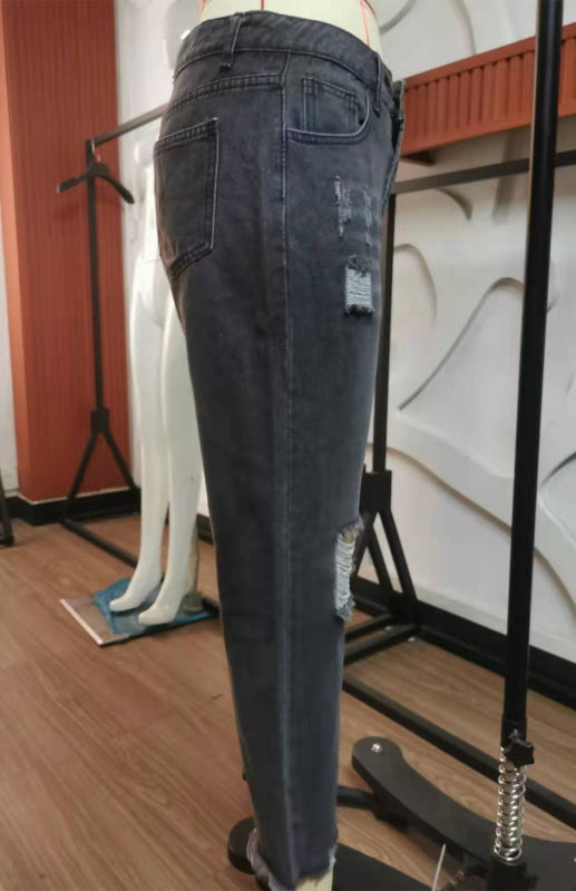 Women’s Temperament Ripped Jeans Pants