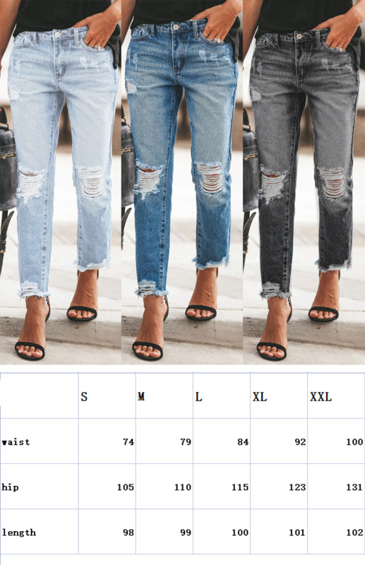 Women’s Temperament Ripped Jeans Pants