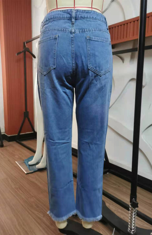Women’s Temperament Ripped Jeans Pants