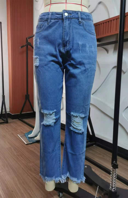 Women’s Temperament Ripped Jeans Pants