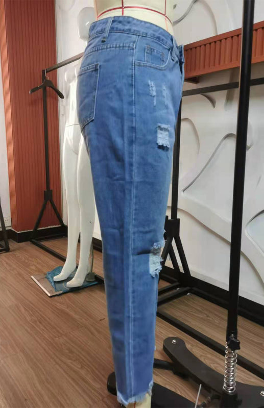 Women’s Temperament Ripped Jeans Pants