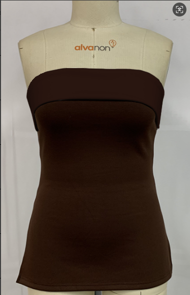 Women’s tight-fitting turned-up bandeau top - Brown / S