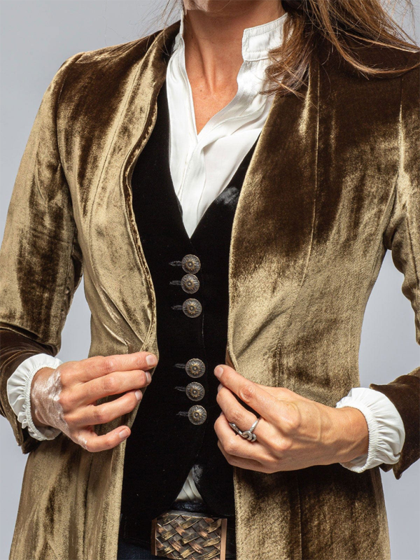 Women’s Velvet Long Cardigan Solid Color Vintage Split Jacket Trench Coat Loose Coat