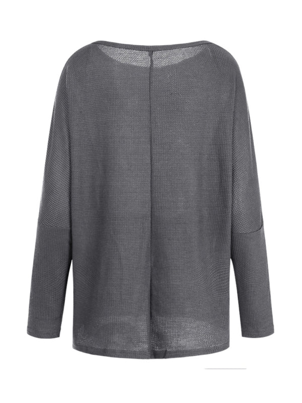 Women’s Waffle Solid Long Sleeve Knit Top