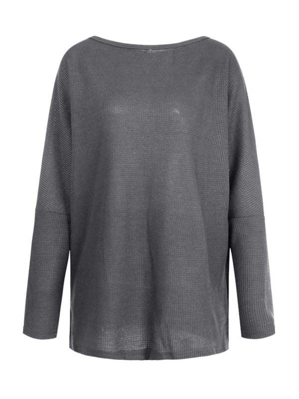 Women’s Waffle Solid Long Sleeve Knit Top