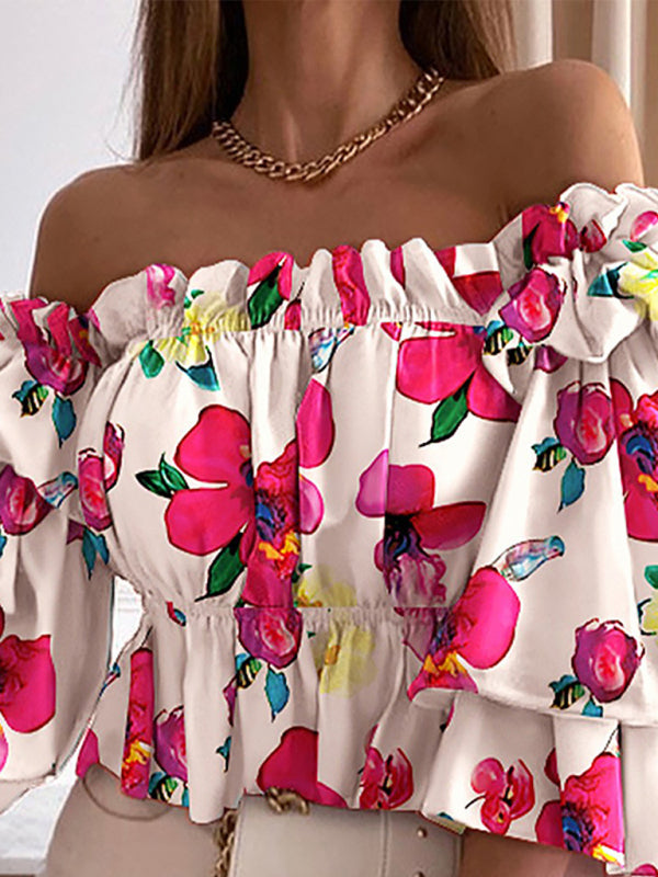 Women’s Woven Off Shoulder Cake Sleeve Top