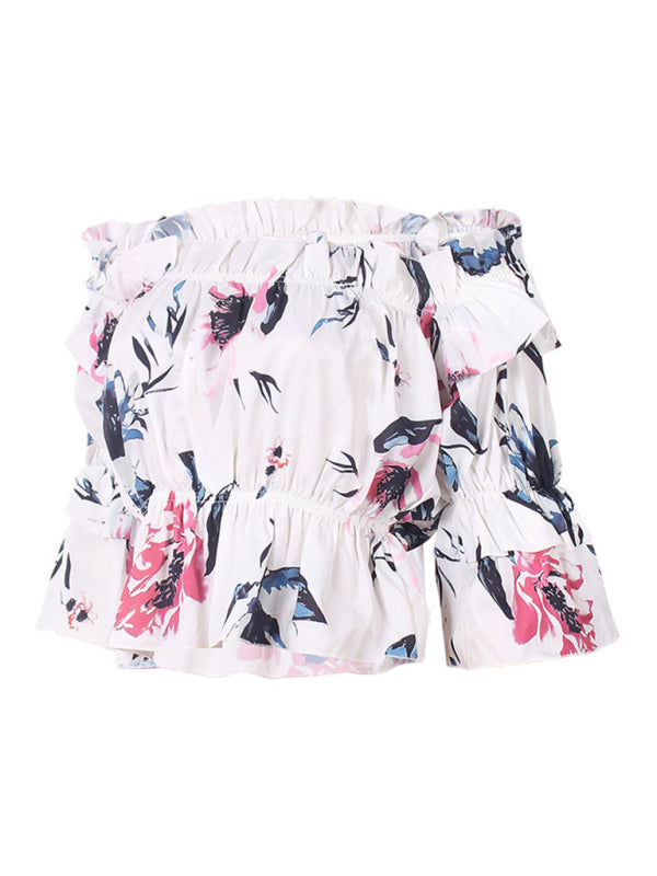 Women’s Woven Off Shoulder Cake Sleeve Top