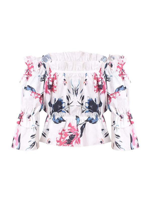 Women’s Woven Off Shoulder Cake Sleeve Top