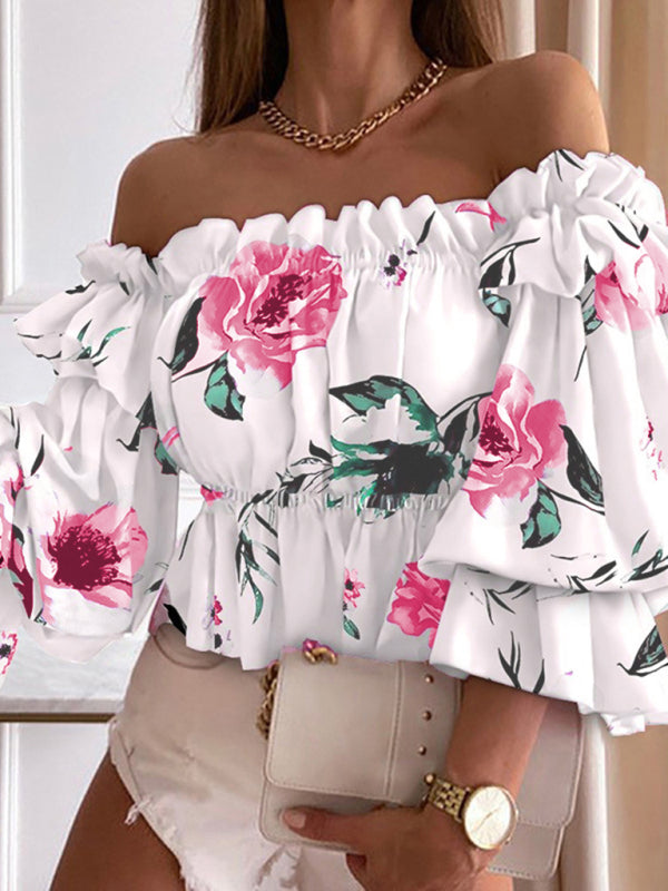 Women’s Woven Off Shoulder Cake Sleeve Top - White / S