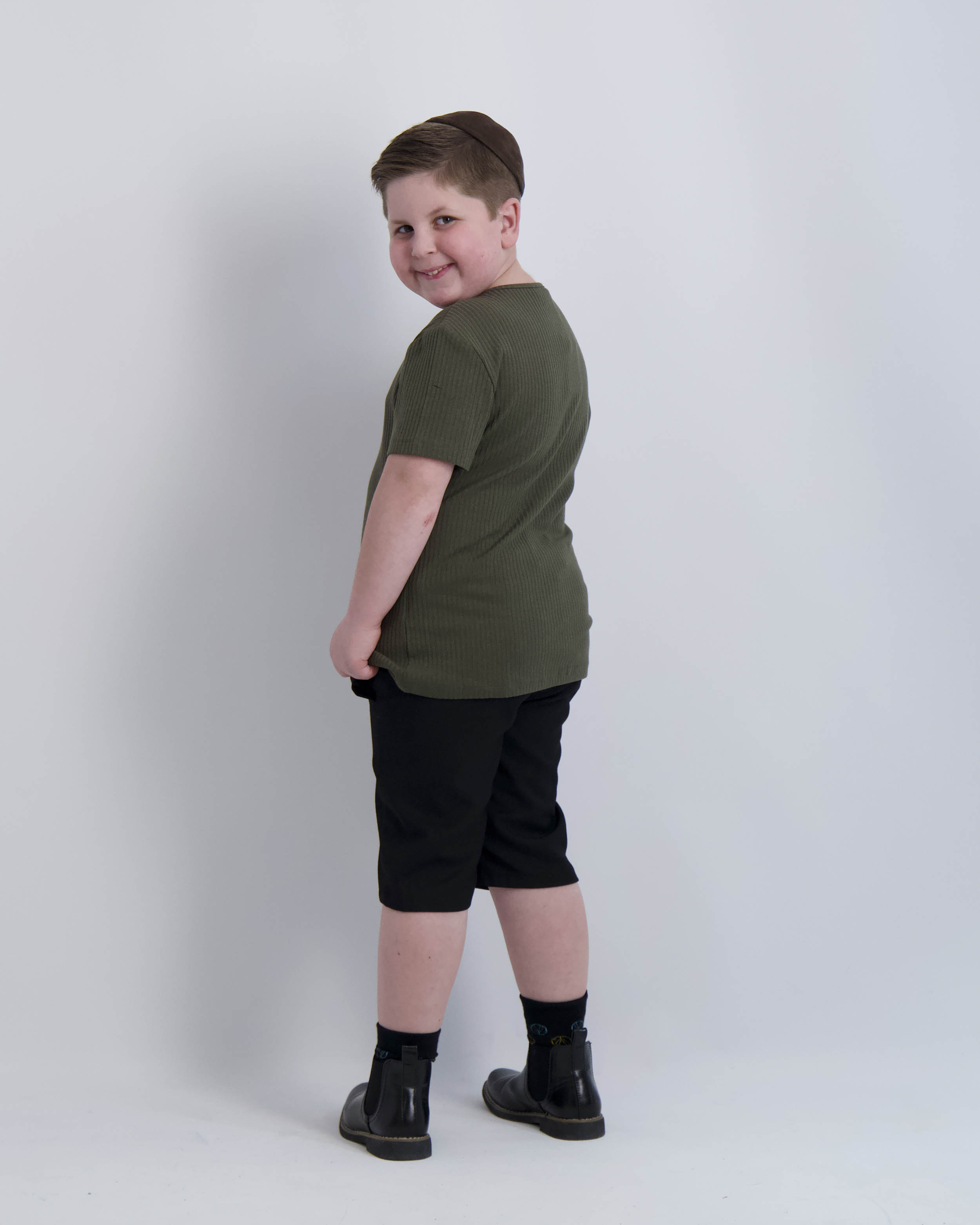 Forest Ribbed Button Top
