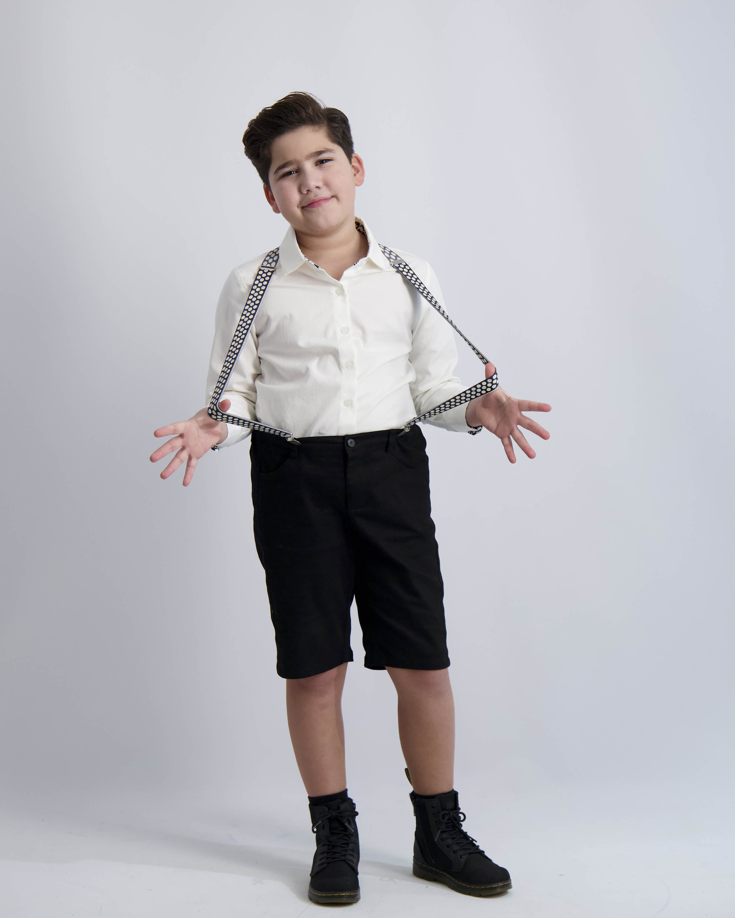 Long Sleeve Dress Shirt with Houndstooth Contrast