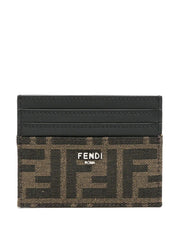 Fendi Men Ff Jacquard Fabric Card Holder