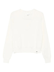 Victoria Beckham Women Relaxed Fit V-Neck Cotton Blend Sweater
