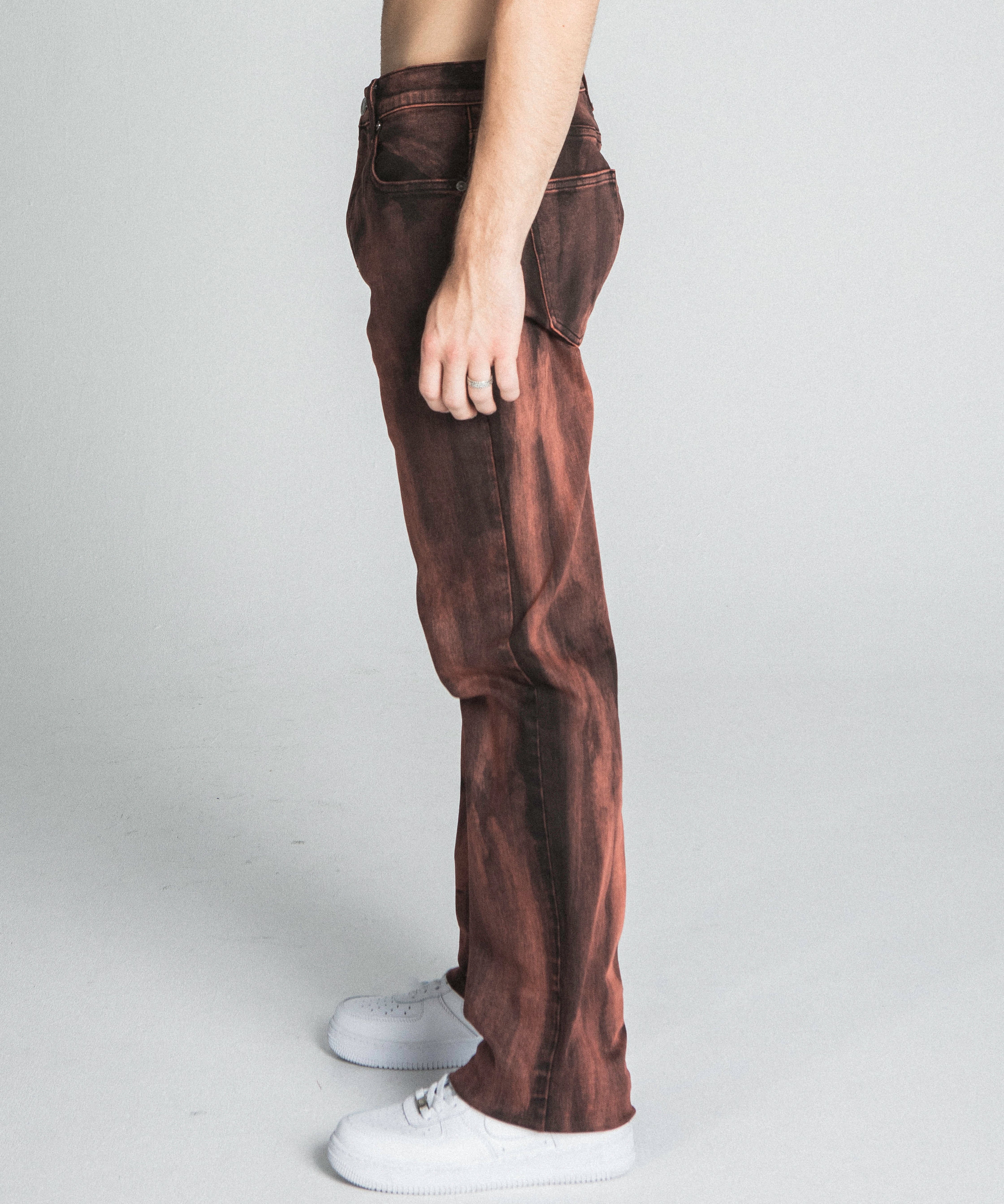 AJ05ST BROWN WASHED STRAIGHT JEANS