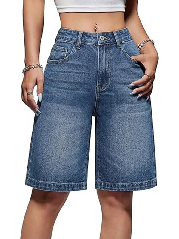 Women's Baggy Jeans Jorts Mid-Low Waisted Denim