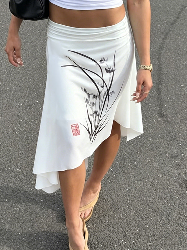 Floral-Print Tulle Maxi Skirt