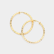 Women's 1.75 Inch Metal Hoop Clip On Earrings