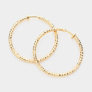 1.75" Textured Metal Hoop Clip on Earrings