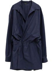 Balenciaga Women Elasticated Waistband Cotton Shirt Mini Dress