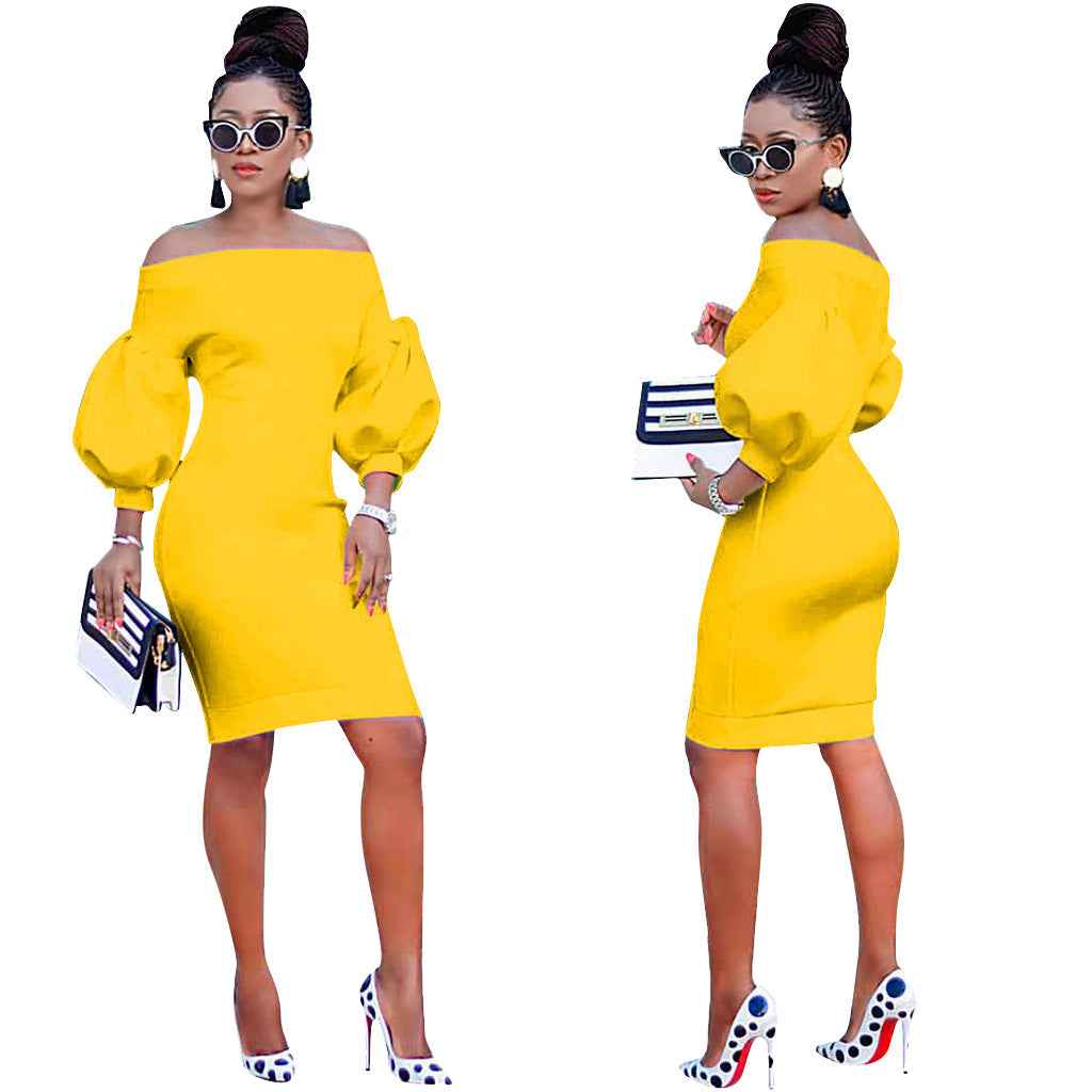 Sexy Dress Women's Off The Shoulder Bodycon Dress Lantern