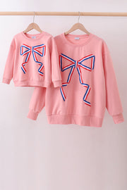 Peach hand-sewn bow mom&me sweatshirt