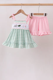 Green Golf Embroidered Ruffle Set