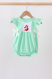 Green character embroidery ruffle bubble