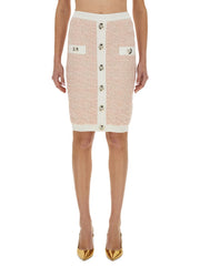 Balmain Women Tweed Midi Skirt