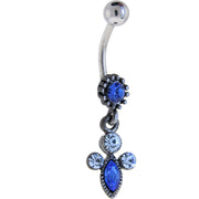 Antique Silver Sapphire Blue VICTORIAN Dangle Belly Ring