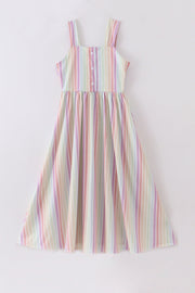 Multicolored stripe women dress