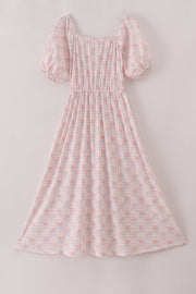 Pink floral print mom dress