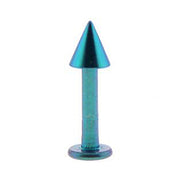 Solid Titanium Lake Blue Cone Labret 5/16-4mm
