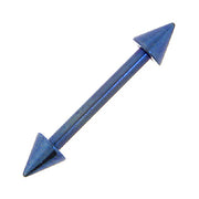 Solid Titanium Cobalt Blue Cone Eyebrow Barbell 5/16-3mm