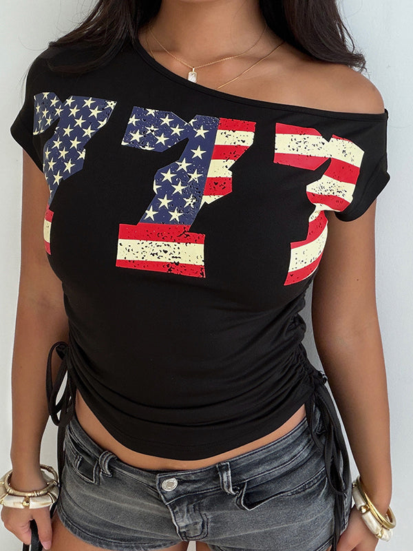 Y2K Off-The-Shoulder Short Sleeve