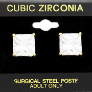 12mm Square CZ Stud Earrings