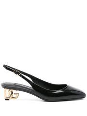 Dolce & Gabbana Women Logo-Heel Patent Leather Slingback Pumps