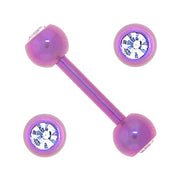 Solid Titanium Double Gem Pink Barbell 5/16-4mm