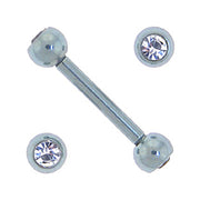 Solid Titanium Double Gem Light Purple Barbell 5/16-3mm