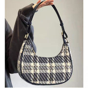 Designer women's bag summer, fashionable versatile plaid hobo bag small, crescent shoulder handbag, small shoulder purse for women