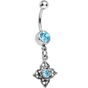 Full Bloom Solar Blue Gem Dangle Belly Ring