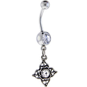 Full Bloom Crystalline Gem Dangle Belly Ring