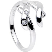 Sterling Silver 925 Cubic Zirconia Crisscross Toe Ring
