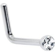 20G Stainless Steel Clear Gem Micro Nose Ring L-Shaped