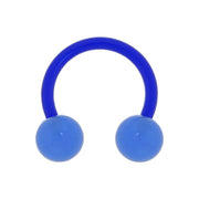 14G 3/8 Bioplast Blue Glow In The Dark Circular Horseshoe
