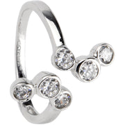 Sterling Silver 925 Cubic Zirconia Bubbles toe Ring